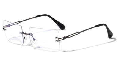 Men Metal Rimless Anti-Blue Blocker BIFOCAL Reading Glasses - Rectangular Reader