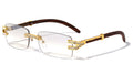 Men Rectangular Frame Clear Lens Designer Rimless Eyeglasses Glasses Light Tint