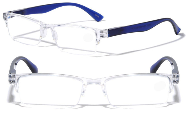 2 Pairs Rectangular Half Rim Reading Glasses - Simple Classic Reader - Vision World