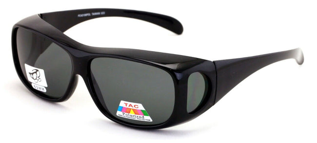 Large Polarized Fit Over Glasses Sunglasses 63mm Frame Black Brown Unisex