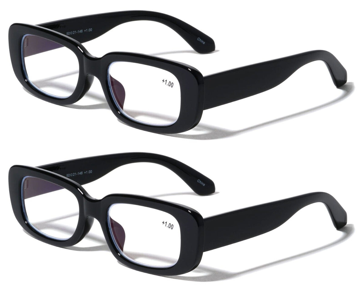2 Pairs Sleek Bold Women Anti Blue Light UV Blocker Reading Glasses Re ...