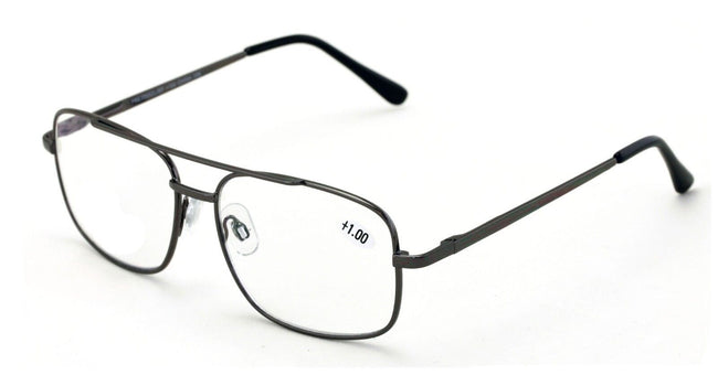 Metal Aviator Progressive Clear Lens No Line Reading Glasses Tri-Focal Reader - Vision World