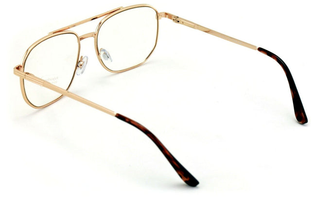 Metal Aviator Clear Lens Glasses - Spring Hinge Square Old Men Grandpa Eyeglasse - Vision World