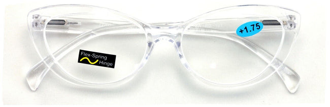 Cateye Transparent Clear Reading Glasses - Sexy Female Readers - Spring Hinge - Vision World