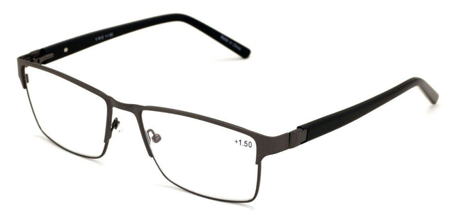 Men Reading Glasses - Metal with Plastic Temple Extra Large Reader - 152mm Wide - Vision World