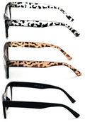 3 Pairs Women Clear Lens Reading Glasses - Fashion Vintage Bold Leopard Readers