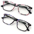 2 Pairs Large Women Floral Fashion Reading Glasses Rectangle Reader Translucent