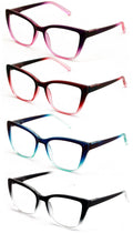 4 Pairs Women Oversized Translucent 2-Tone Cateye Reading Glasses - Spring Hinge - Vision World
