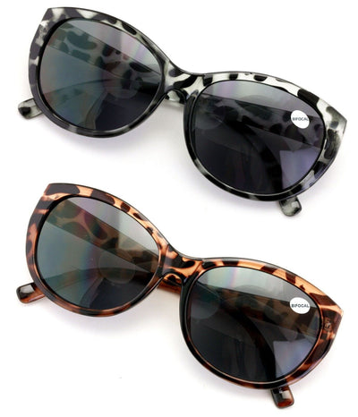 2 Pairs Women Bifocal Reading Sunglasses Reader Glasses Cateye Vintage Jackie O