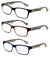 3 Pairs Modern Rectangular Lightweight Reading Glasses Plaid Men Women Clear7017