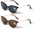 2 Pairs Women Outdoor Reading Sunglasses Full Tinted Reader Glasses Cateye