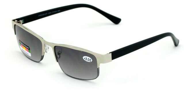 Metal Rectangle Progressive No Line Reading Glasses Tri-Focal Sunglasses Readers - Vision World