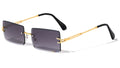 Rimless Rectangle Sunglasses Gold Metal Frame For Men Or Women Ultralight UV400