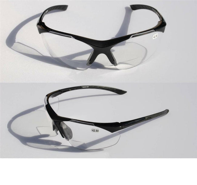 Bifocal Reading Reader Clear Lens Sun-Glasses Half Rim lightweight Shield +2.00 - Vision World
