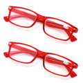 2 Pairs Blue Red Frame Rectangular Reading Glasses - Lightweight Simple Readers - Vision World