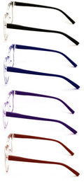 4 Pairs Transparent Reading Color Glasses - Spring Hinge Square Clear Reader - Vision World