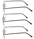 3 Pairs Rectangle Metal Reading Glasses Spring Hinge Lightweight Unisex Readers - Vision World