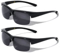 2 Pairs Men Fitover Half Rim Polarized Sunglasses - Mirror Fit-Over Eyeglasses