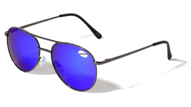 Metal Tear Drop Reading Sunglasses - Mirror Bifocal - Outdoor Reader UV400
