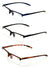 3 Pair Half Rim Rectangular Readers Spring Hinge Extended Temple Reading Glasses - Vision World