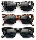 3 Pairs Women Reading Sunglasses - Bold Leopard - Full Lens Readers Outdoor