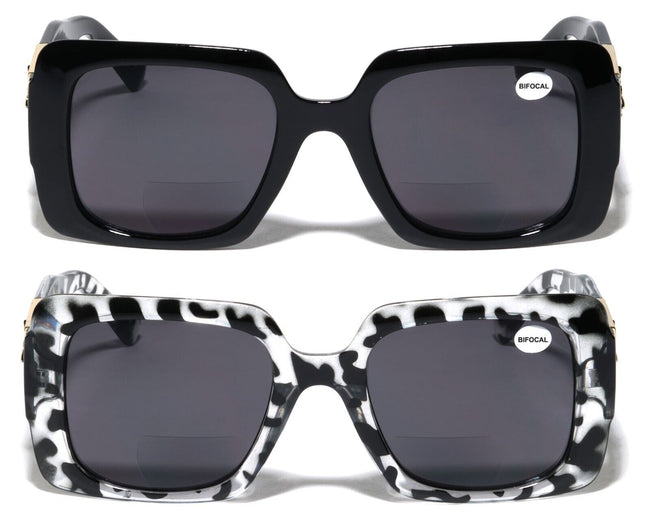 2 Pairs Large Oversized Bold Women Bifocal Reading Sunglasses Lion Head 100%UV
