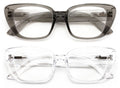 2 Pairs Women Oversize Transparent Reading Glasses - Spring Hinge Reader 7024