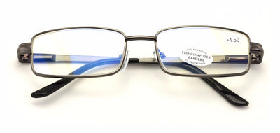 Men Metal Rectangle Computer Reading Glasses - Reduce fatigue, strain, & dry eye - Vision World