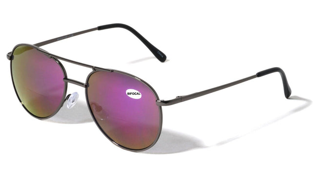 Metal Tear Drop Reading Sunglasses - Mirror Bifocal - Outdoor Reader UV400