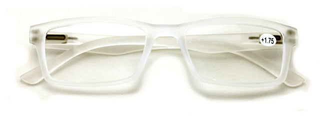 Men Rectangular Readers Matte Reading Glasses Spring Hinge Frost Translucent - Vision World