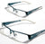 Rectangular Half Rimless Metal Sun-Glasses Eye-wear Optical RX BLUE Clear lens - Vision World