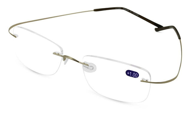 Lightweight Slim Rimless Wire Reader - Flexible Reading Glasses Anti-Reflective - Vision World
