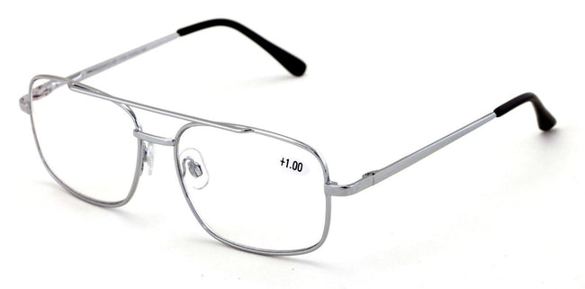 Metal Aviator Progressive Clear Lens No Line Reading Glasses Tri-Focal Reader - Vision World