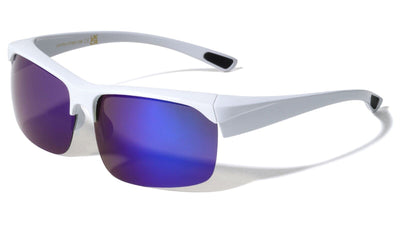 Men Half Rim Polarized Sport FIT OVER Sunglasses Wear Over Prescription Eyeglass