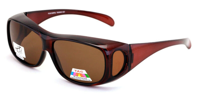 Large Polarized Fit Over Glasses Sunglasses 63mm Frame Black Brown Unisex