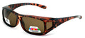 Polarized Fit Over Glasses Sunglasses 60mm Rectangular Frame Unisex Black Brown