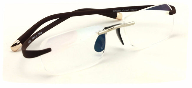Rimless Lightweight Rectangle Memory Flex Frame Clear Lens eye glasses Optical - Vision World