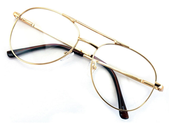 Clear lens classic tear drop metal glasses - medium spring hinge gold gunmetal