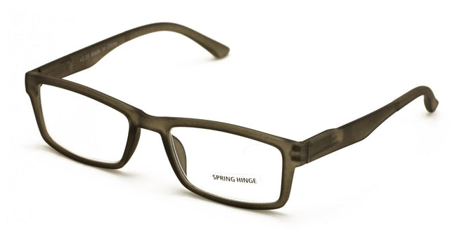 Men Rectangular Readers Soft Matte Reading Glasses Spring Hinge Rubberized Black - Vision World