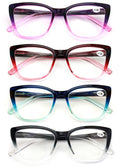 4 Pairs Women Oversized Translucent 2-Tone Cateye Reading Glasses - Spring Hinge - Vision World