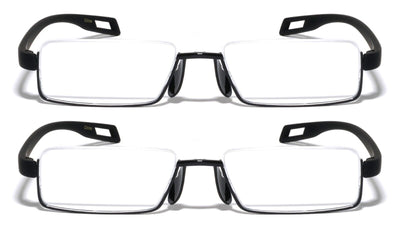 2 Pairs Featherweight Slim Half Rim Memory Flex Reading Glasses Anti-reflective