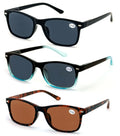 3 Pairs Rectangular Lightweight Reading Sunglasses Outdoor Readers Men Women - Vision World