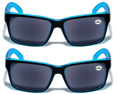 2 Pairs Men Reading Sunglasses - Full Lens Tinted Reader Glasses For LARGE Head