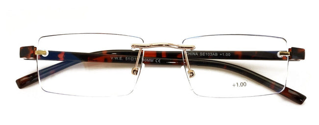 lightweight rimless rectangle reading glasses with anti blue clear lens Reader
