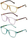 Reading Glasses 3 Pack Women Clear Translucent Reader Bulk Plaid Vertical Stripe - Vision World