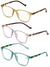 Reading Glasses 3 Pack Women Clear Translucent Reader Bulk Plaid Vertical Stripe - Vision World
