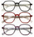 3 Pairs Women Lightweight Hexagon Wide Oversized Reading Glasses - Marble 7021