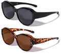 2 Pairs Large Women Oval Polarized Fit over Sunglasses - Wear Over Prescription