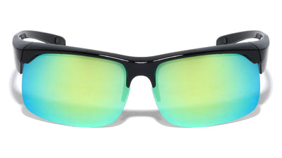 Men Half Rim Polarized Sport FIT OVER Sunglasses Wear Over Prescription Eyeglass