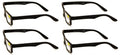 4 Pairs of simple rectangular blue blocker reading glasses - Anti Fatigue Reader